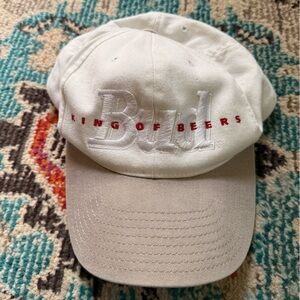 Vintage 1994 Budweiser White and Tan Embroidered Cap 🍻